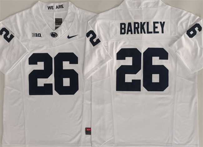 Men%27s Penn State Nittany Lions #26 Saquon Barkley White 2024 F.U.S.E. Stitched Jersey